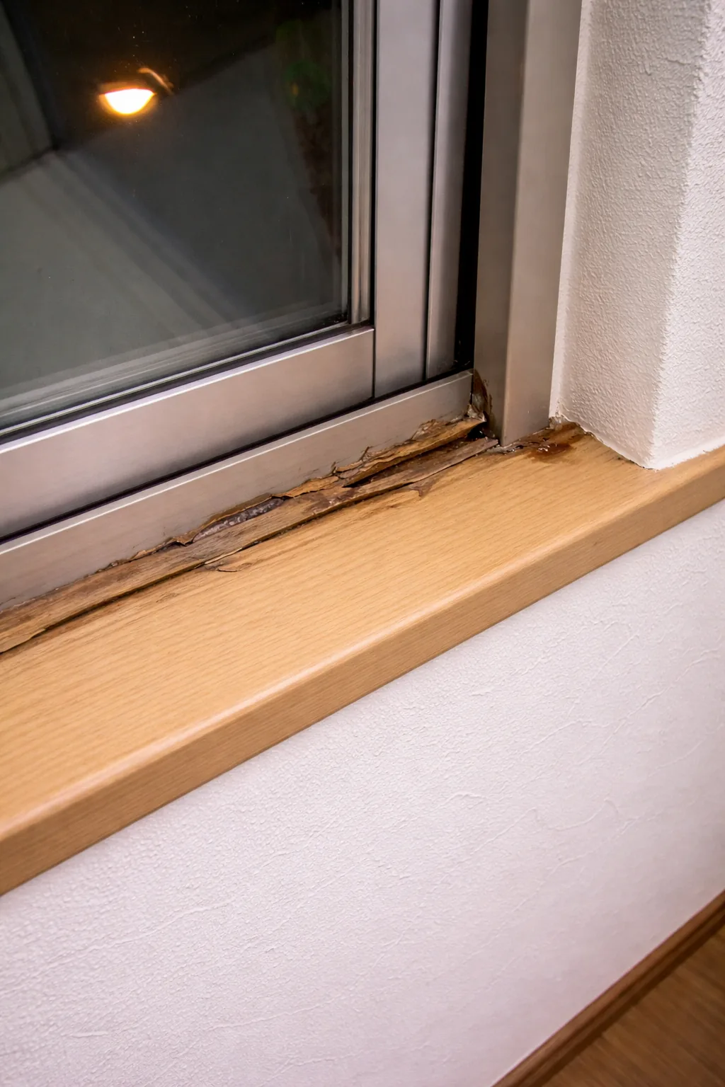 窓枠のゆがみ・水平を確認