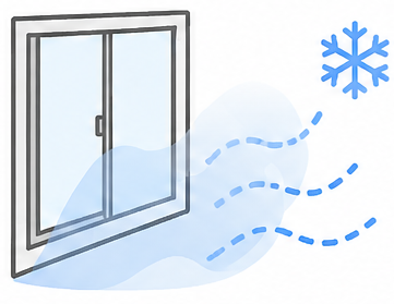 窓際の空気が冷えるイメージ
