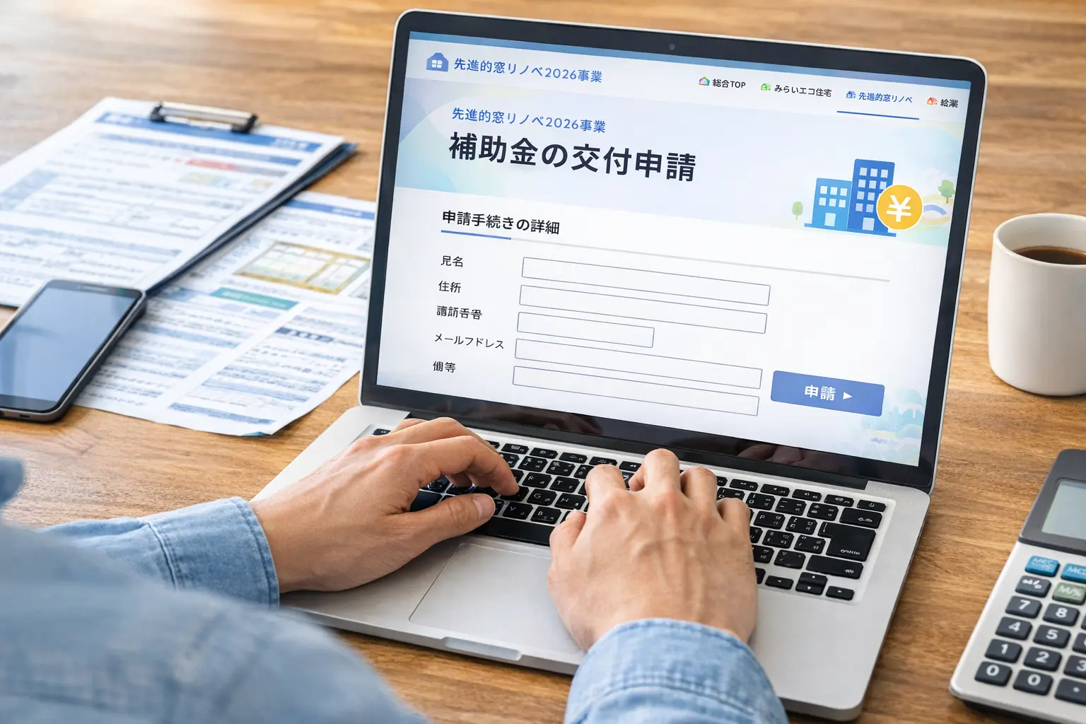 補助金申請の手続きを進めるイメージ