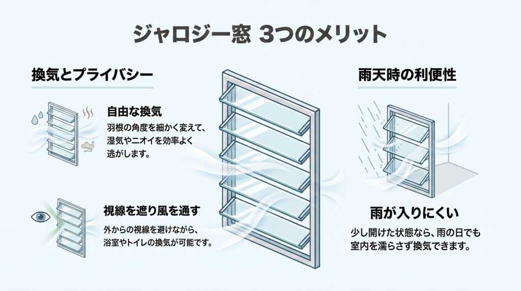 ジャロジー窓(ガラスルーバー窓)の3つのメリット