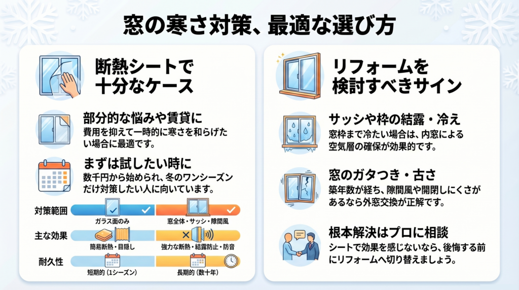 窓の寒さ対策、最適な選び方