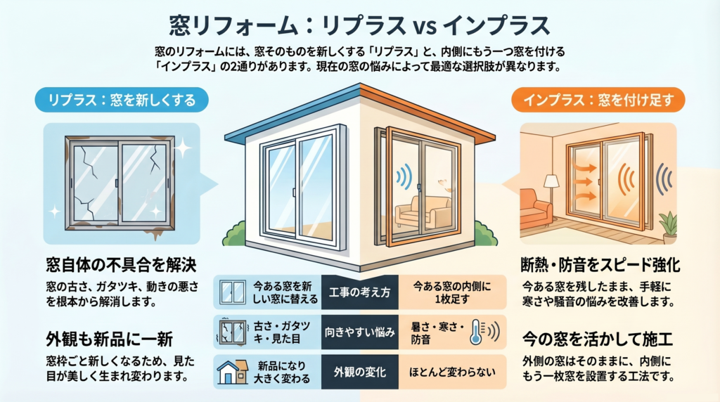 窓リフォーム:リプラスVSインプラス