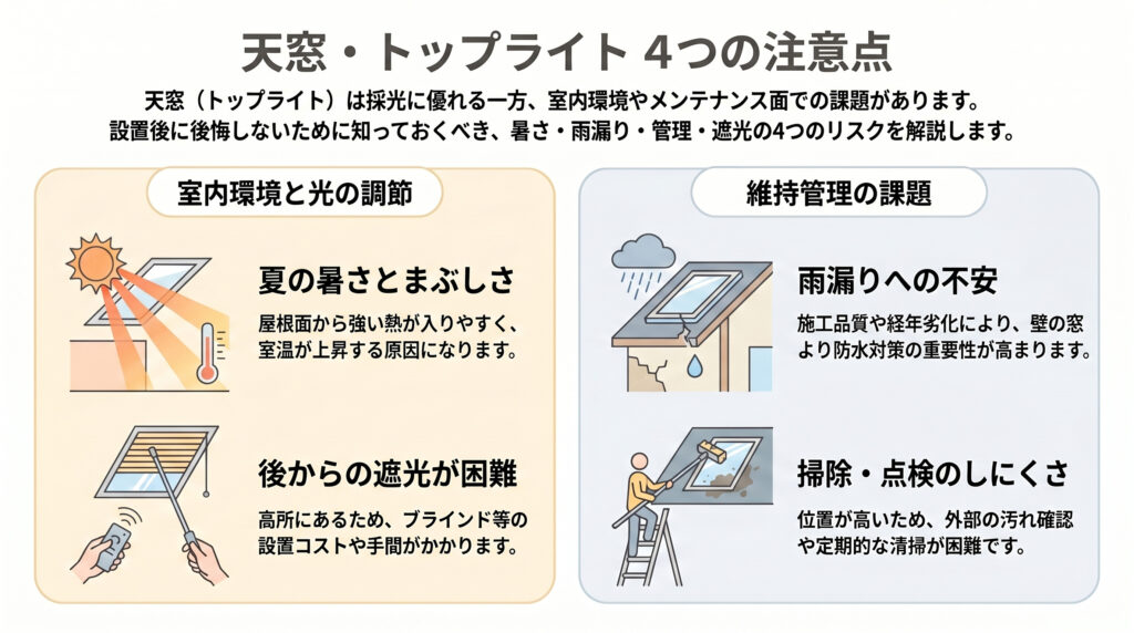 天窓・トップライト4つの注意点