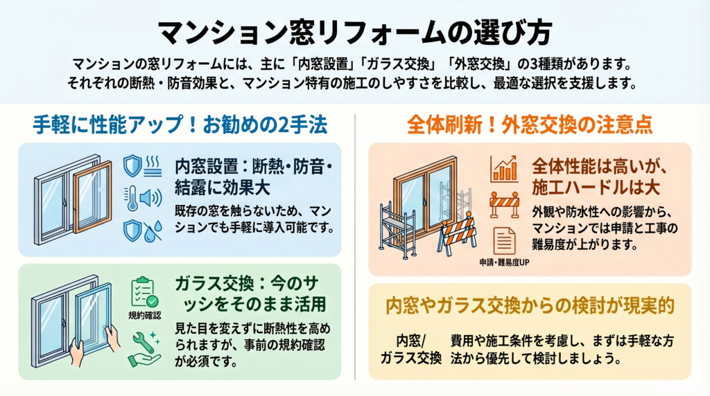マンション窓リフォームの選び方
