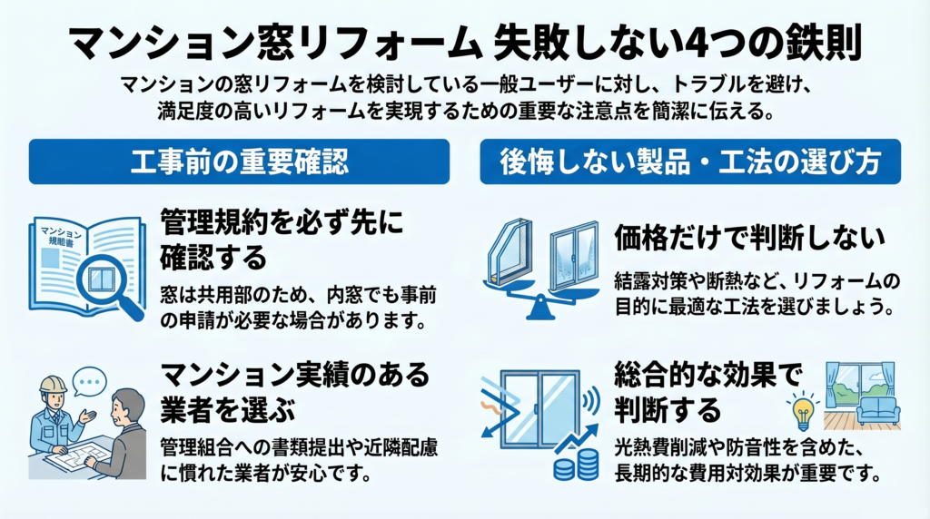 マンション窓リフォーム 失敗しない4つの鉄則