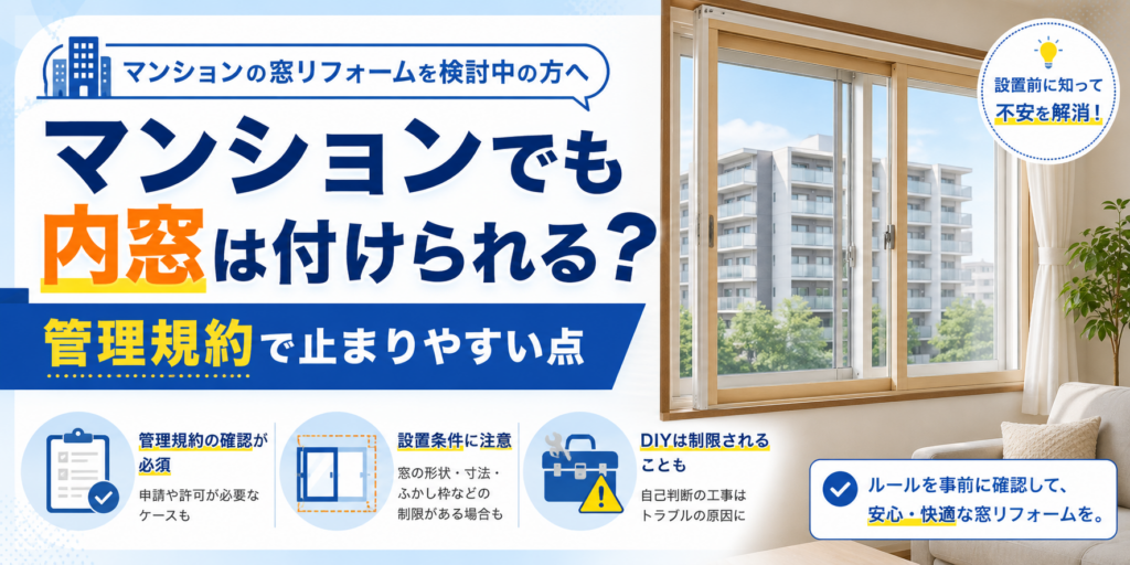 マンションでも内窓は付けられる？管理規約で止まりやすい点