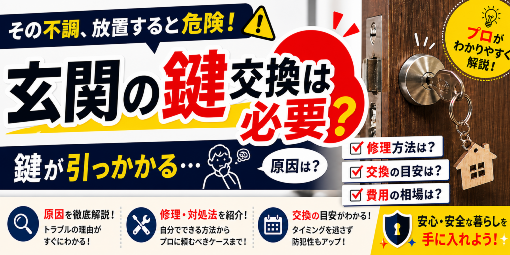 玄関の鍵交換は必要？鍵が引っかかる原因・修理方法・交換の目安を解説