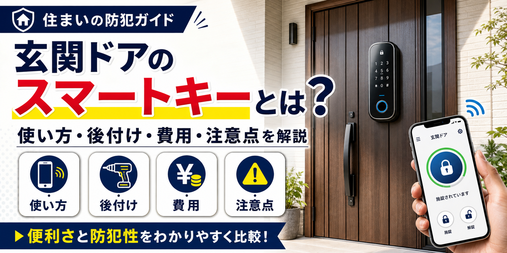 玄関ドアのスマートキーとは？使い方・後付け・費用・注意点を解説