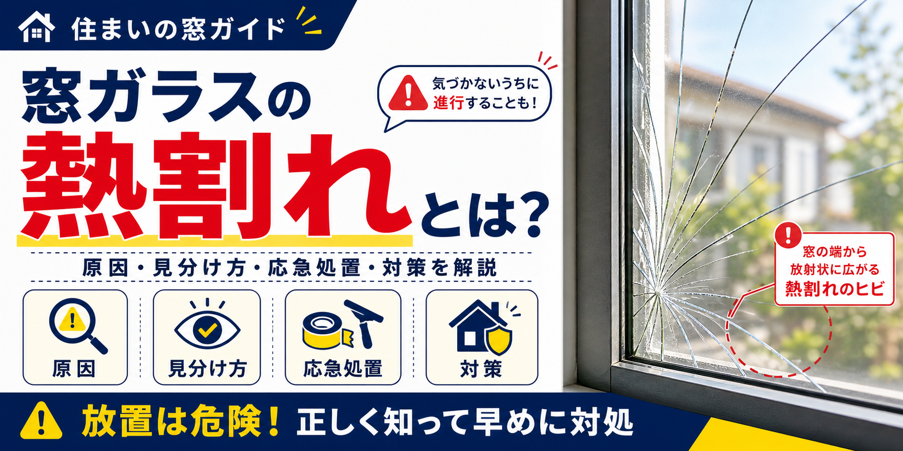 窓ガラスの熱割れとは？原因・見分け方・応急処置・対策を解説