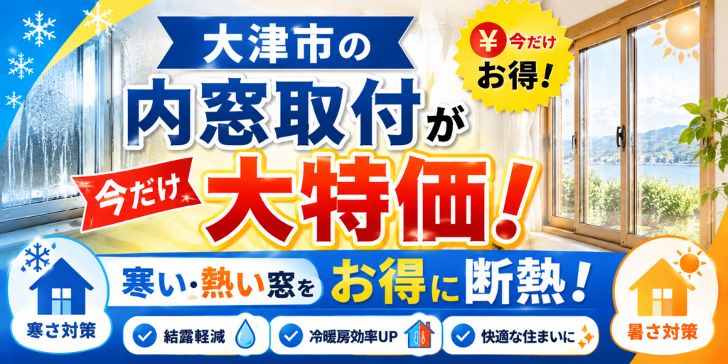 大津市の内窓取付が今だけ大特価｜寒い・熱い窓をお得に断熱