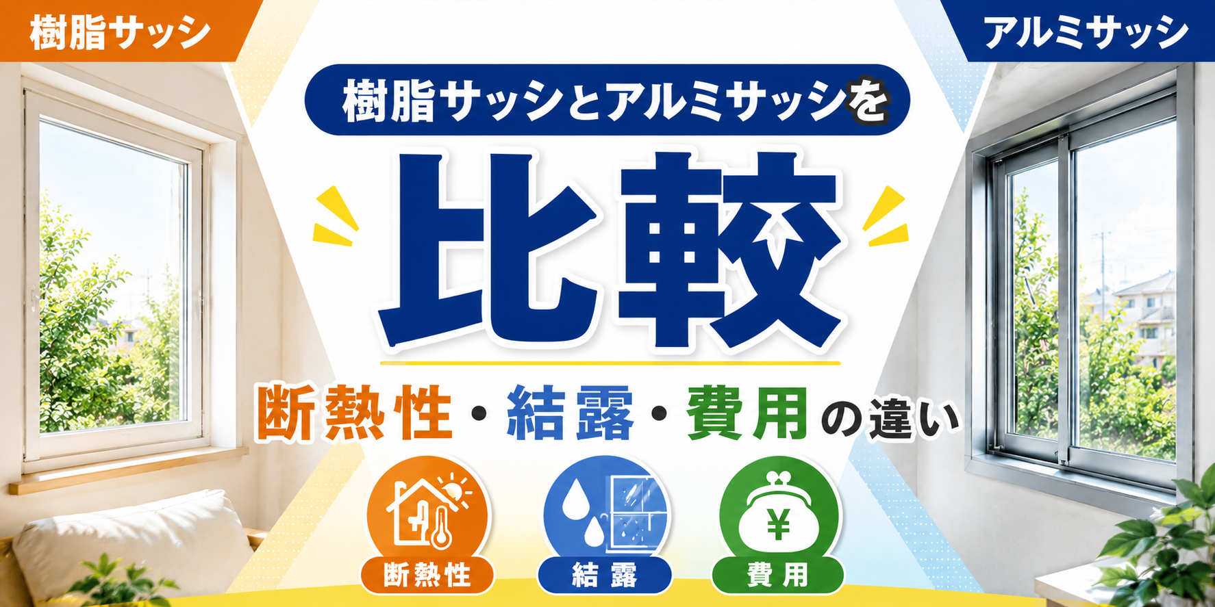 樹脂サッシとアルミサッシを比較｜断熱性・結露・費用の違い