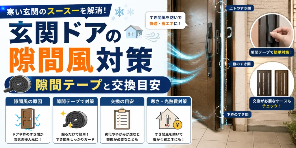 玄関ドアの隙間風対策|隙間テープと交換目安