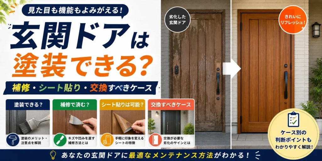 玄関ドアは塗装できる？補修・シート貼り・交換すべきケース