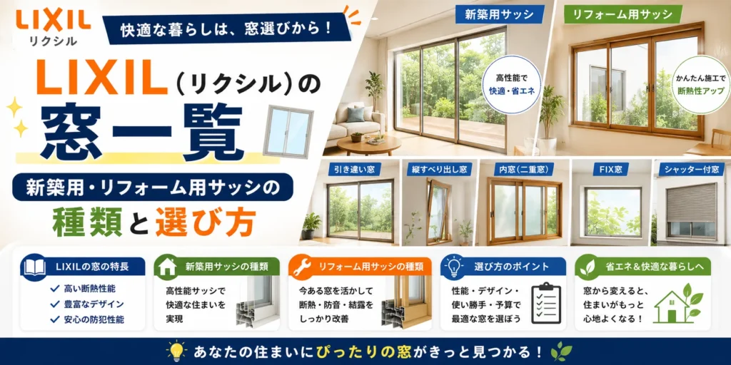 LIXIL（リクシル）の窓一覧｜新築用・リフォーム用サッシの種類と選び方