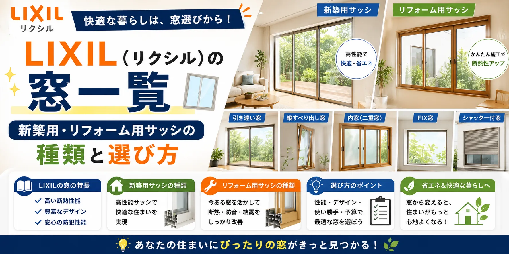 LIXIL（リクシル）の窓一覧｜新築用・リフォーム用サッシの種類と選び方