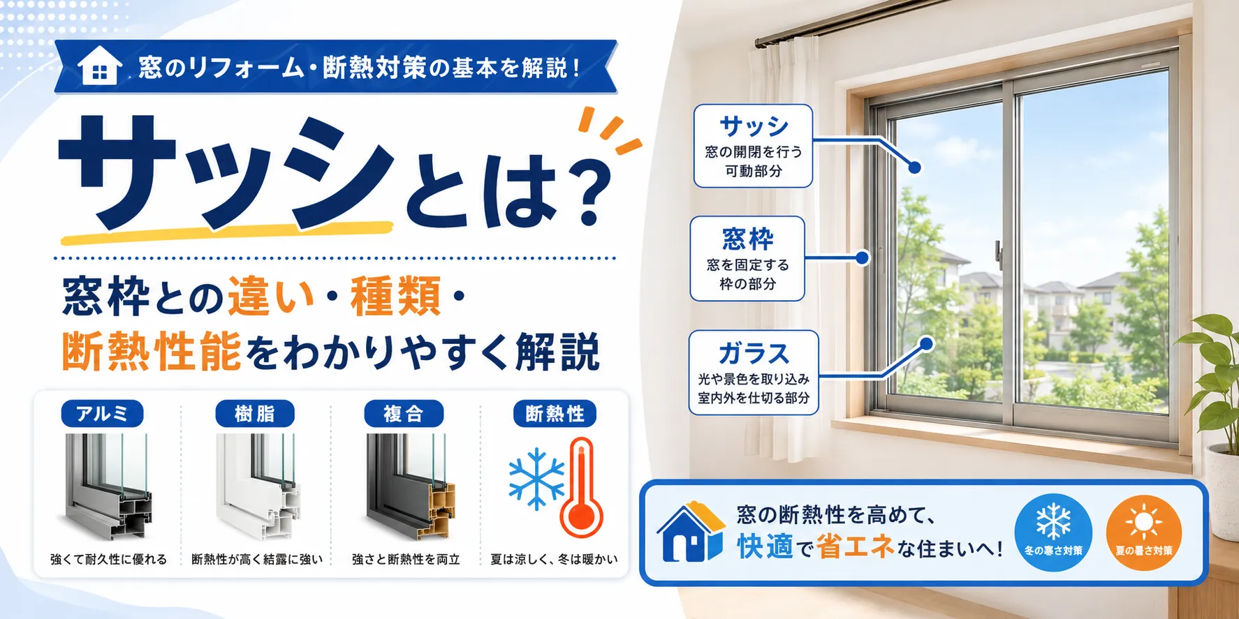 サッシとは？窓枠との違い・種類・断熱性能をわかりやすく解説