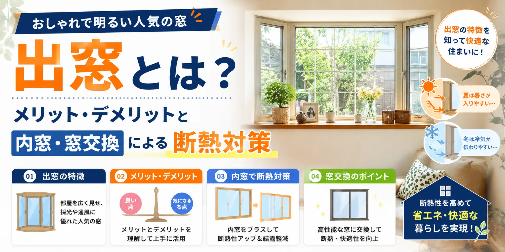 出窓とは？メリット・デメリットと内窓・窓交換による断熱対策