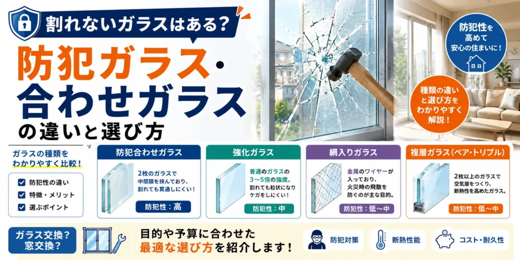 割れないガラスはある？防犯ガラス・合わせガラスの違いと選び方