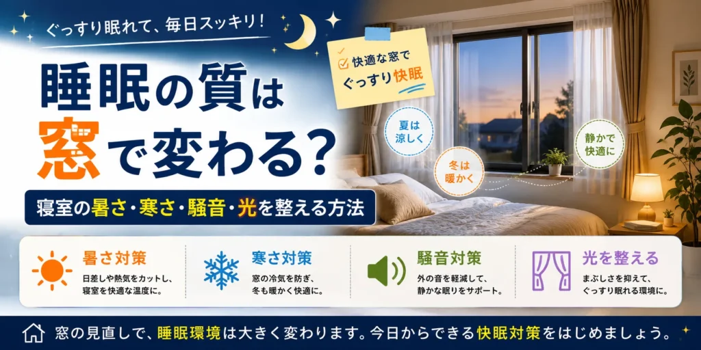睡眠の質は窓で変わる?寝室の暑さ・寒さ・騒音・光を整える方法