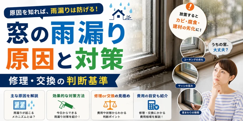 窓の雨漏り原因と対策｜修理・交換の判断基準