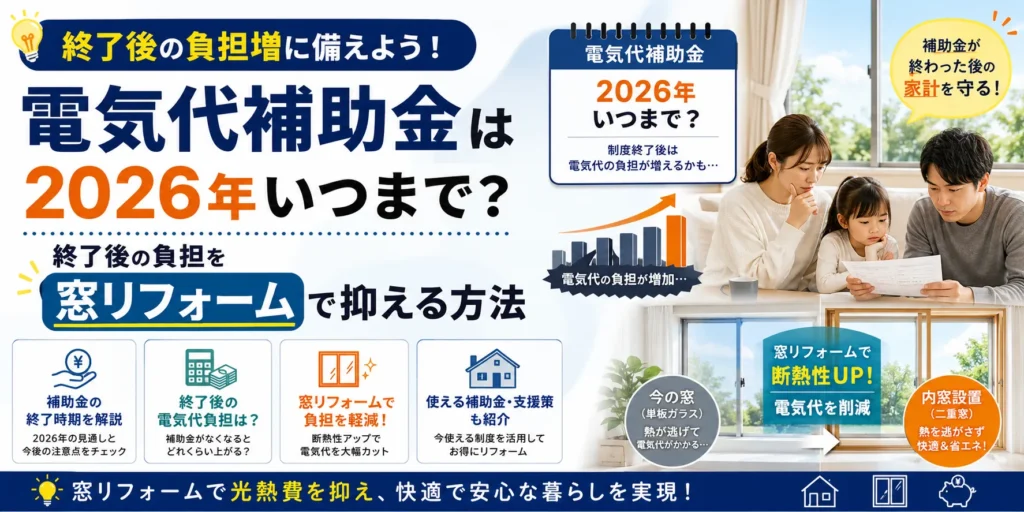 電気代補助金は2026年いつまで？窓リフォームで終了に備える
