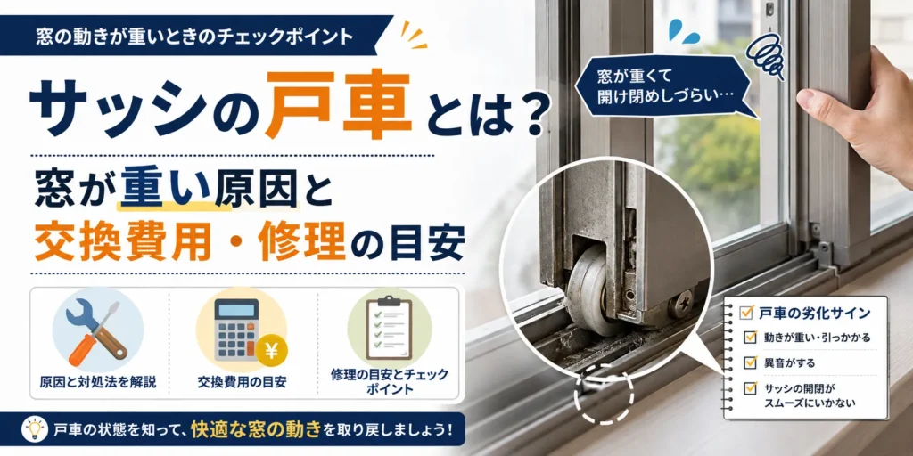 サッシの戸車とは？窓が重い原因と交換費用・修理の目安
