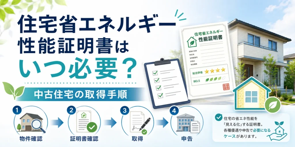 住宅省エネルギー性能証明書はいつ必要？中古住宅の取得手順