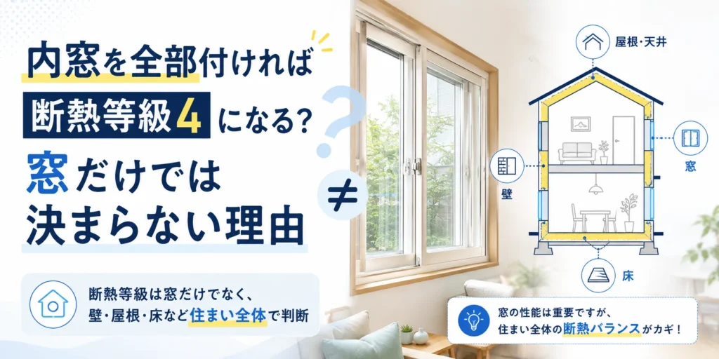 内窓を全部付ければ断熱等級4になる？断熱等級5との違いと判定基準