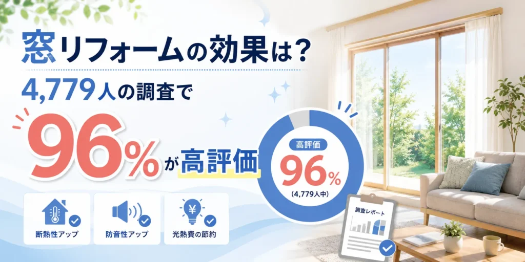 窓リフォームの効果は？4,779人の調査で96％が高評価