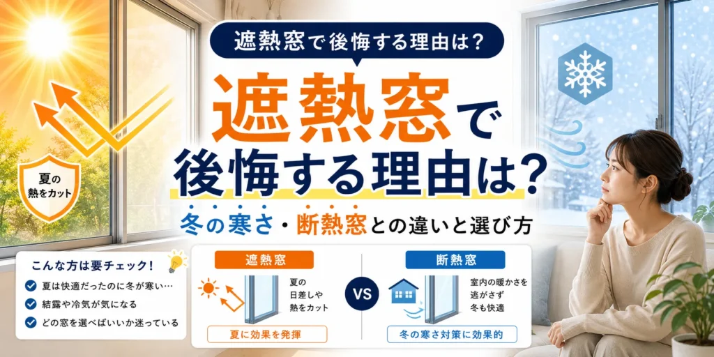 遮熱窓で後悔する理由は？冬の寒さ・断熱窓との違いと選び方