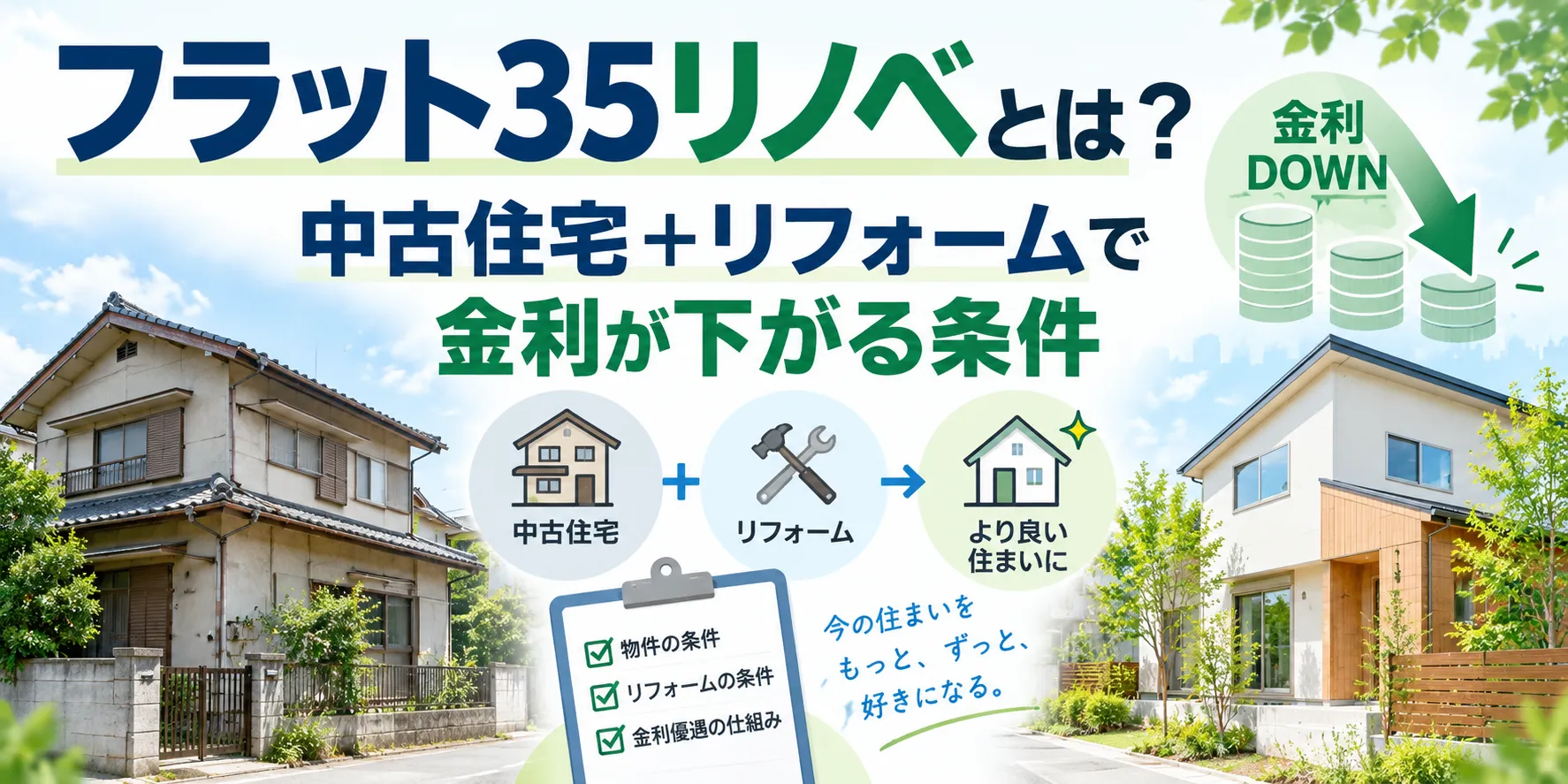 フラット35リノベとは？中古住宅＋リフォームで金利が下がる条件