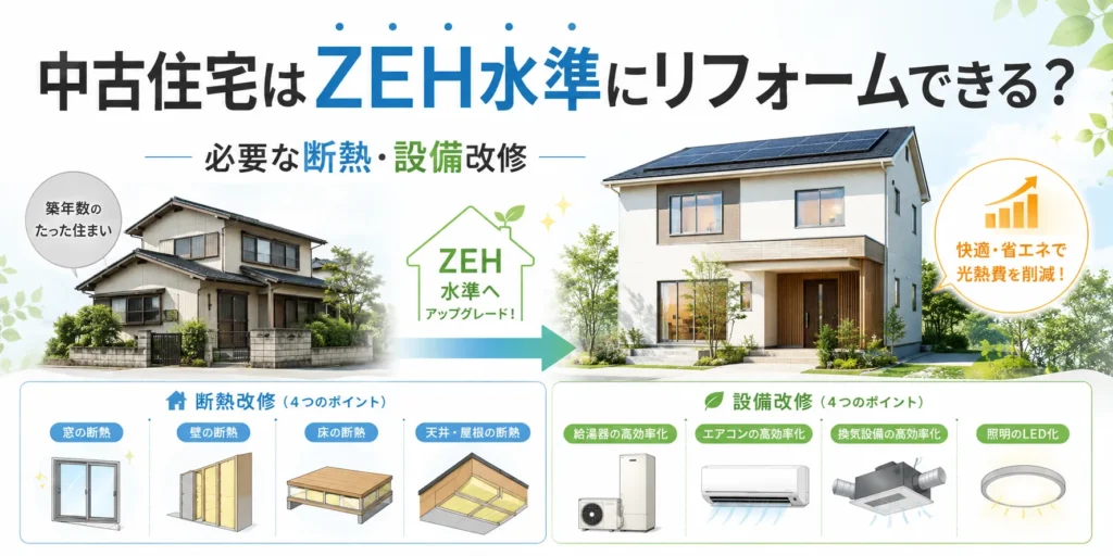 中古住宅はZEH水準にリフォームできる？必要な断熱・設備改修