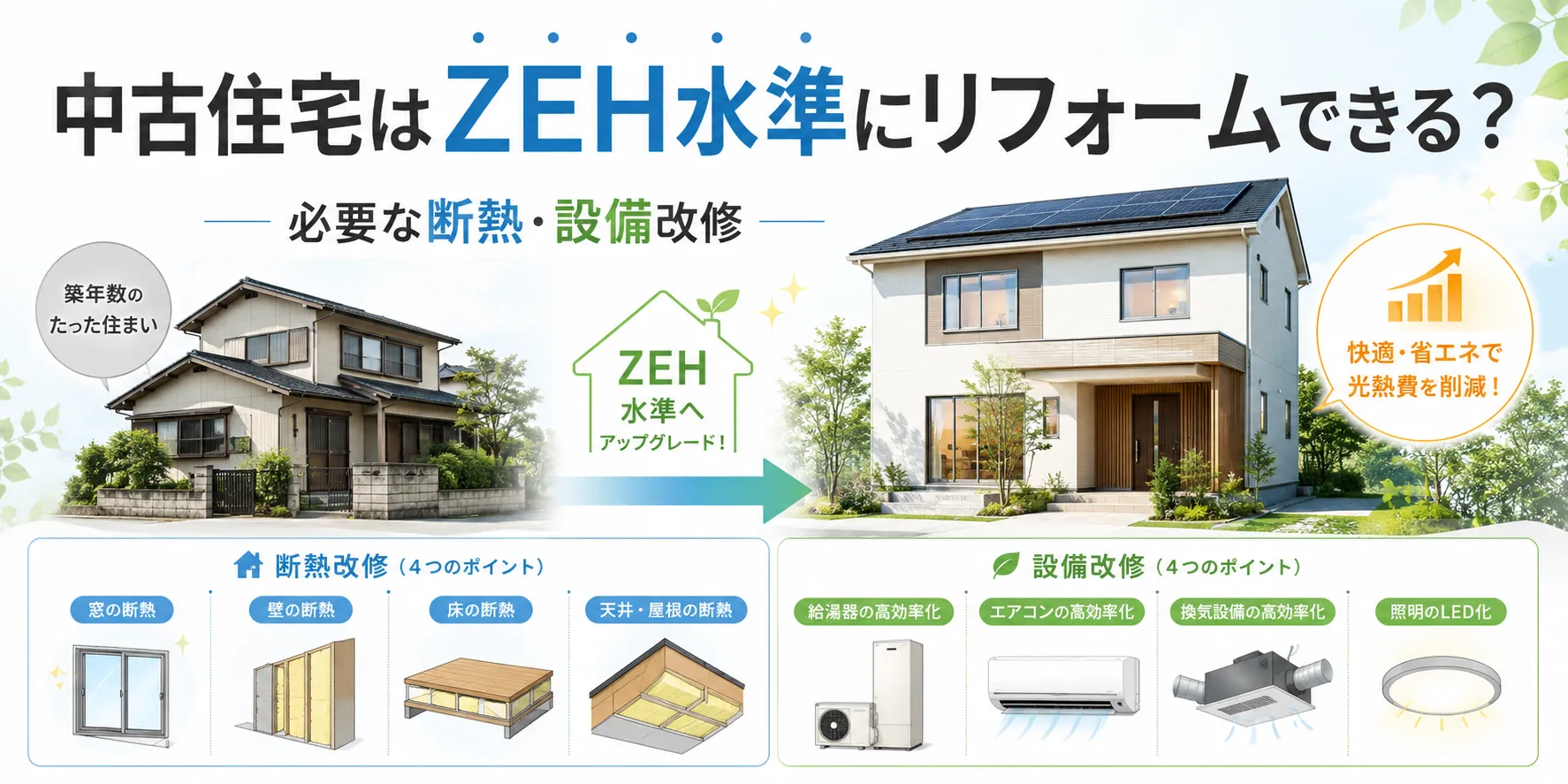 中古住宅はZEH水準にリフォームできる？必要な断熱・設備改修