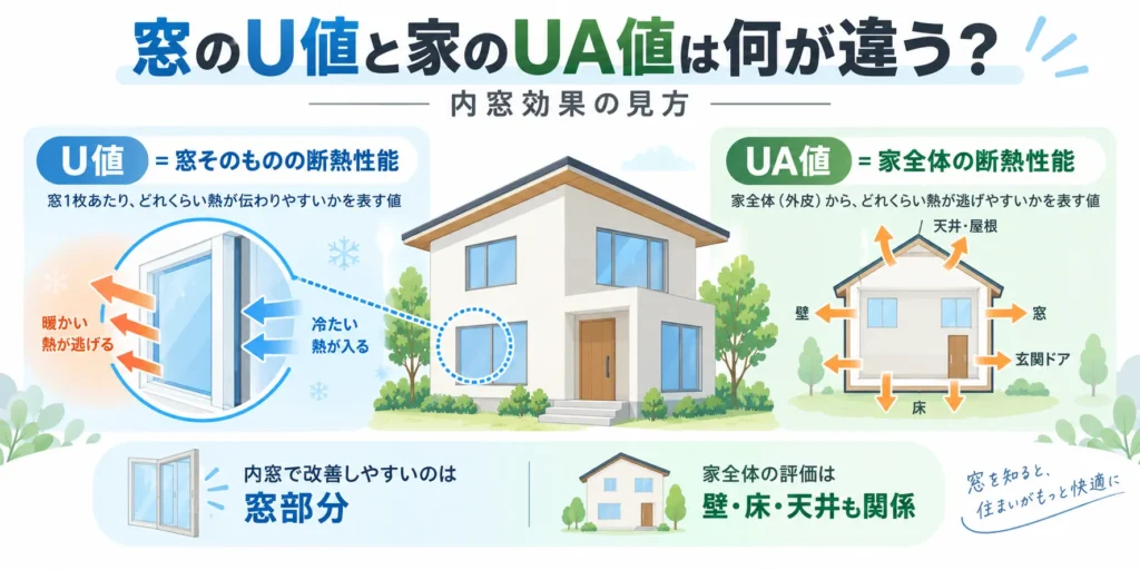 窓のU値と家のUA値は何が違いは？内窓効果の見方