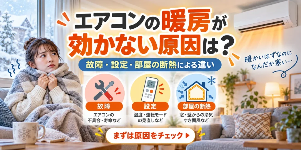 エアコンの暖房が効かない原因は？故障・設定・部屋の断熱による違い