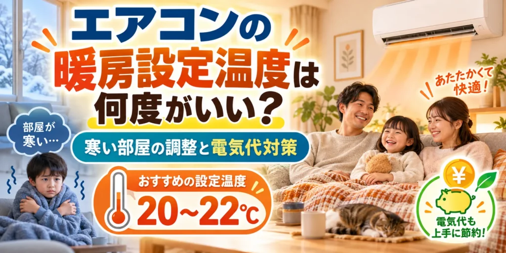 エアコンの暖房設定温度は何度がいい？寒い部屋の調整と電気代対策